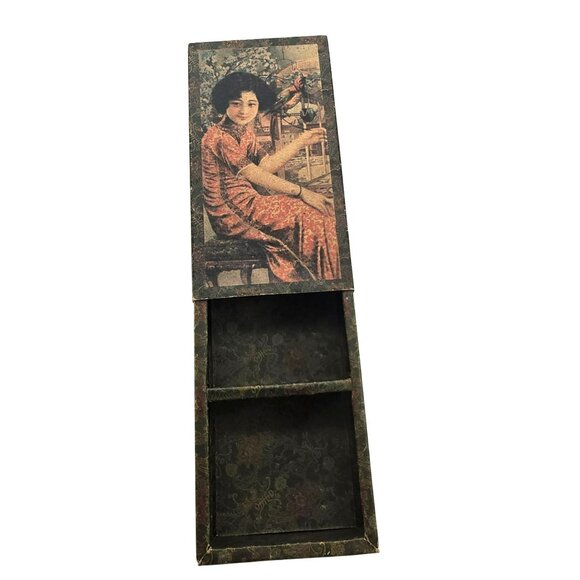 Japanese Woman Snuff Box Paper Asian-Inspired Decorative Sliding JE311 - Picture 2 of 10